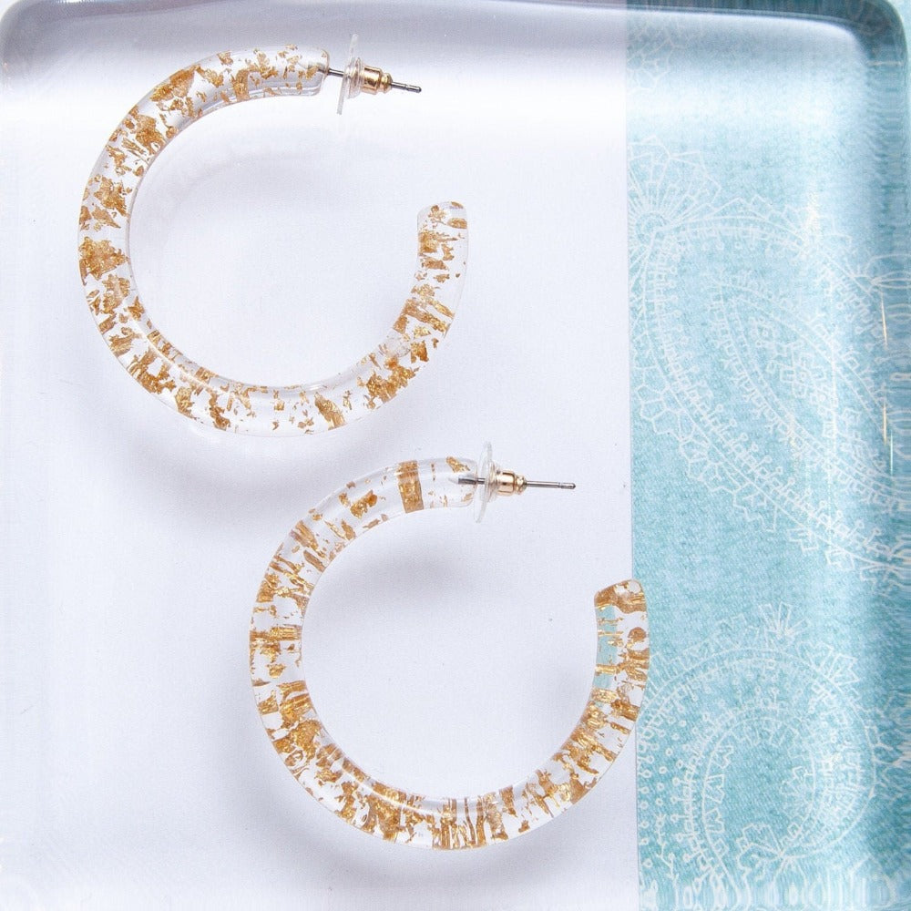 Buy Gold Metal Flake Acrylic Hoop Earrings/resin Hoop Earrings/gold Flake Hoop  Earrings/lightweight Hoops Online in India - Etsy